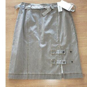 NWT green  stretchy Belted Knee High skirt size 38 or 7